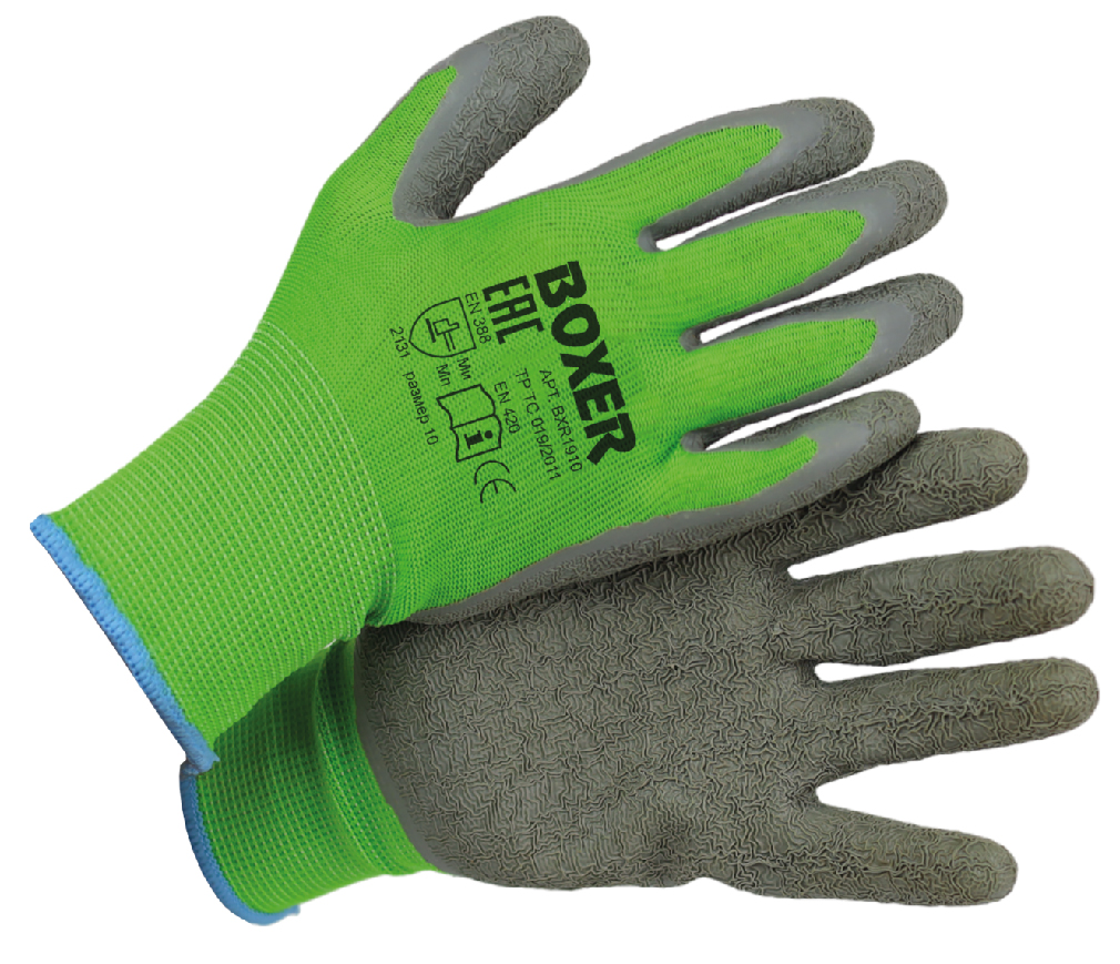 Перчатки из полиэстера с латексным текстур. покр. BOXER BXR1910(12/120)(р.10)