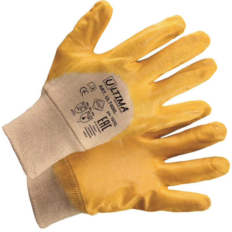 Перчатки ULTIMA 400L с облегченным нитриловым покр., полуобливные(12/144)(11/ХXL)