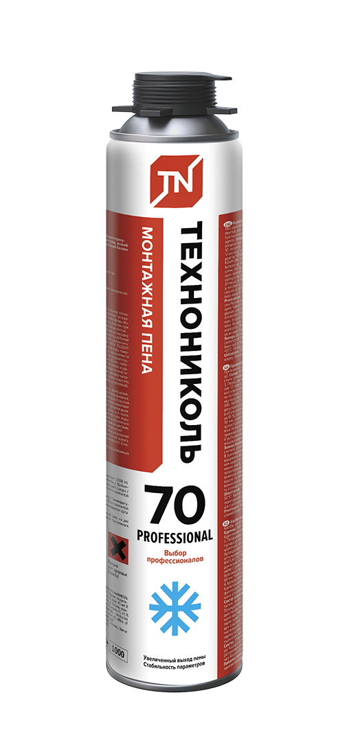 Пена монтажная профессиональная ТЕХНОНИКОЛЬ 70 PROFESSIONAL зимняя,12*1020 гр.
