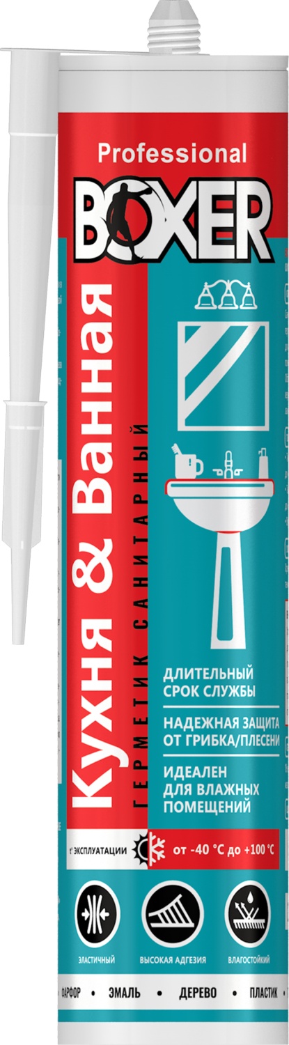 Boxer S,герметик силиконовый санитар.бесцвет., 290гр (24шт)