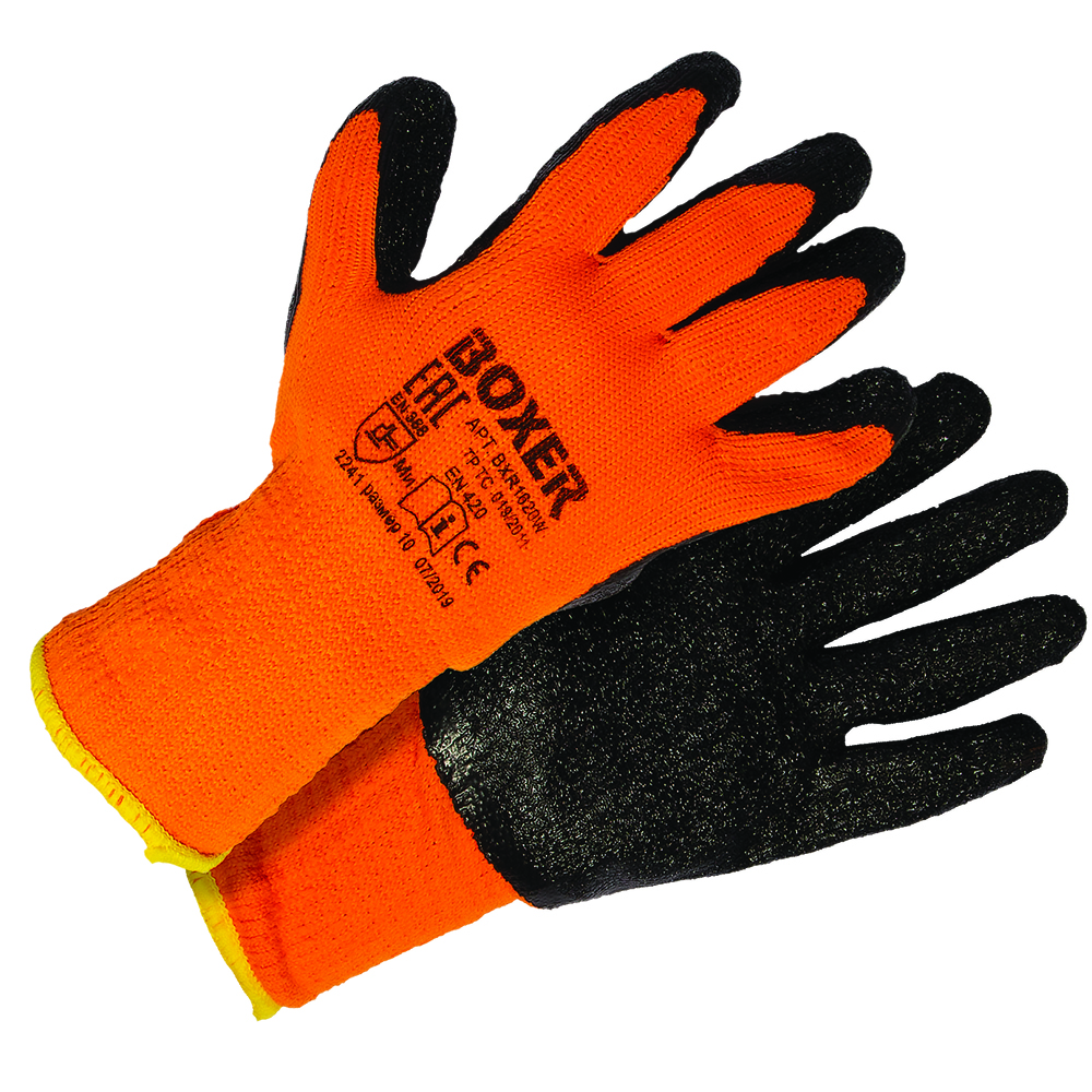 Перчатки трикотажные утепленные с латексным текстурированным покр.BOXER (12/120)(р.10)