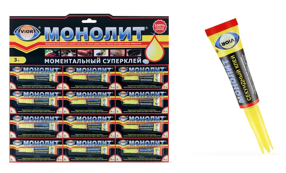 Cуперклей МОНОЛИТ 3 г, на листе 12шт.(24/288)