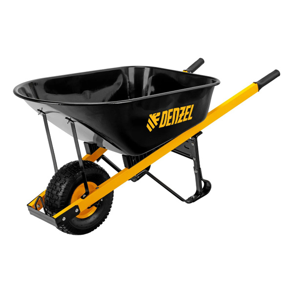 Тачка строительная, усиленная, одноколесная DENZEL 140л, 230кг колесо 15х6.00-6