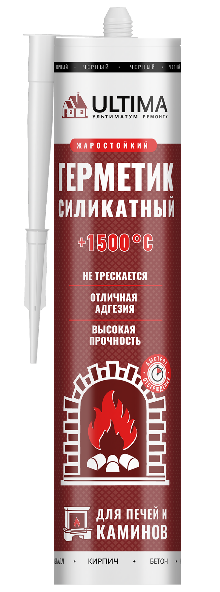 ULTIMA, 1500 герметик силикатный для печей и каминов, 230мл (12 шт)