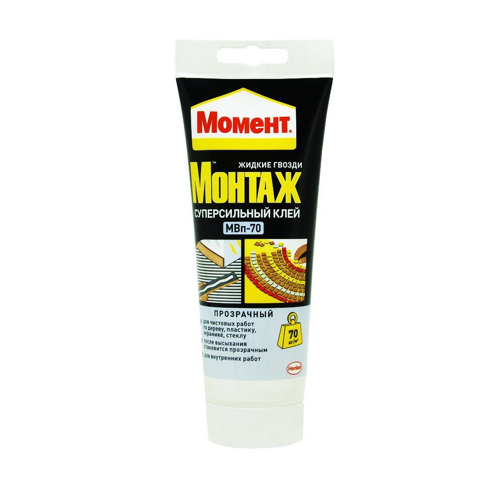 Жидкие гвозди Момент монтаж Суперсильный МВп-70 ПРОЗРАЧНЫЙ 185г.ТЮБИК(12)