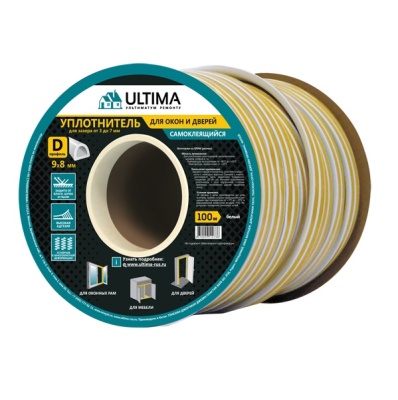 ULTIMA D 100, 9x8 мм уплотнитель самоклеющийся, Черный (6шт).