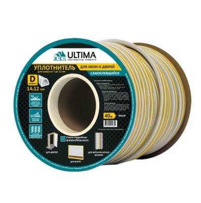 ULTIMA D40 14x12 мм уплотнитель самоклеющийся, черный (6шт).