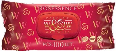 Салфетки влажные W&W Rosessence 100 шт (10 уп) WRS-100