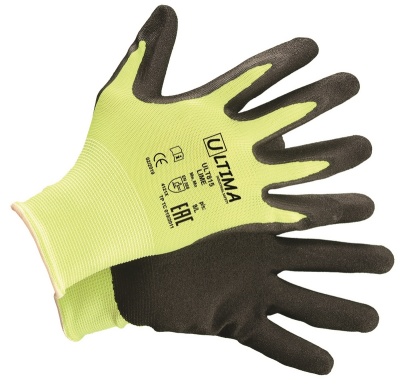 Перчатки ULTIMA 815 LIME нейлоновые с зернистым нитриловым покрытием(12/144)(11/XХL)