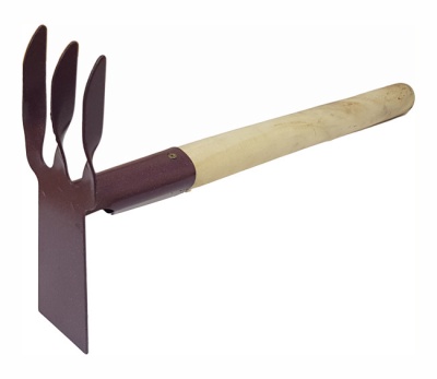 Мотыжка комбинир. 3-х зубая с лопаткой с чер.(10шт)