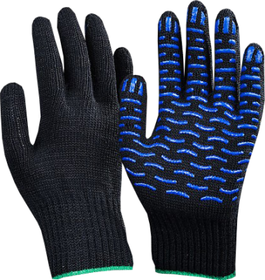 Перчатки ДГ 5н ПВХ "ВОЛНА" черный стандарт 7.5кл(10/300)