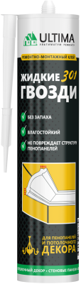 ULTIMA 301.клей для монтажа пенопанелей(акрил) белый,300 ml (12 шт)