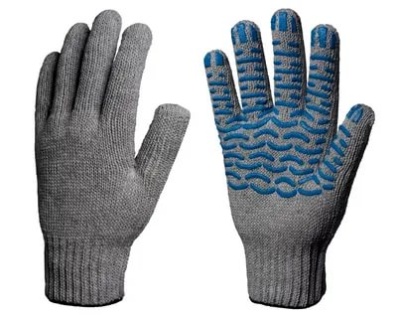 Перчатки ДГ 5н ПВХ "ВОЛНА" серый стандарт 7.5кл(10/300)