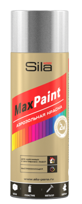 Sila HOME Max Paint, эмаль аэрозольная с мет.эфф., СЕРЕБРЯНЫЙ МЕТ, 520мл (12шт)