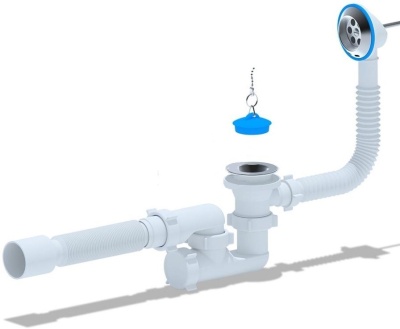 Сифон Ани д/ванны с вып. и пер. регул. 1 1/2" с г/т 40х50 Е255 (30)