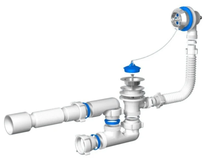 Сифон Ани д/ваннф с выпуском и переливом 1.1/2 с г/т 40х50 Е155 (30 шт.)