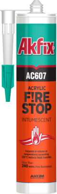Akfix AC607 Огнестойкий акриловый герметик, 310 мл. БЕЛЫЙ (12шт)